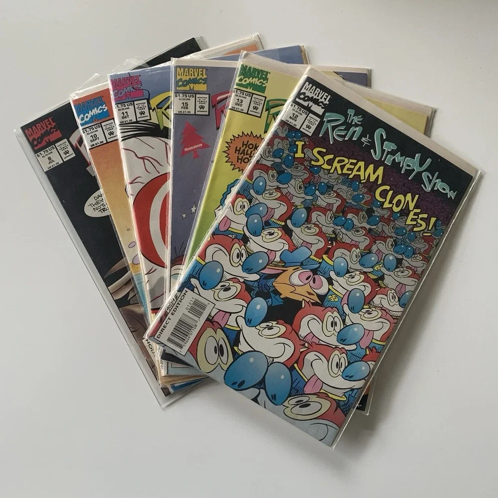The Ren and Stimpy Show Lot of 6 Marvel Comics #8 #10 #11 #12 #13 #15 Vintage